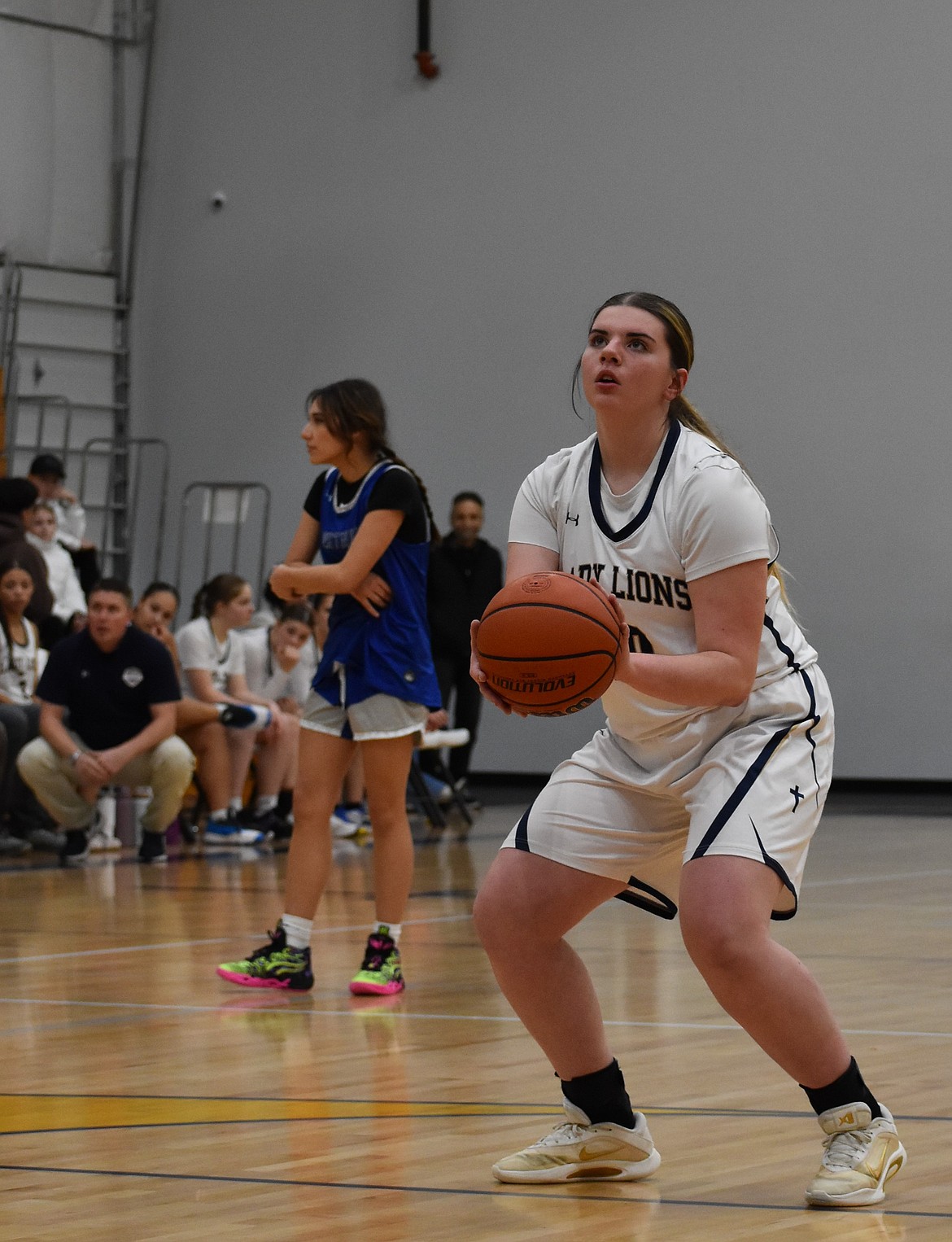 MLCA/CCS junior Taylor Starnes prepares to shoot a free throw against La Salle in a home game earlier in the season.