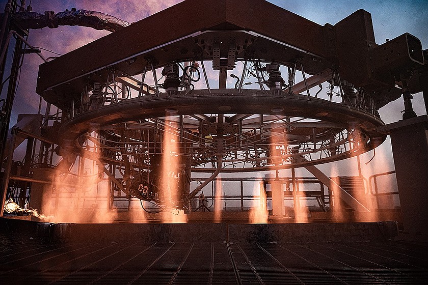 A shot of a prior test fire at Stoke Space's Moses Lake facility.
