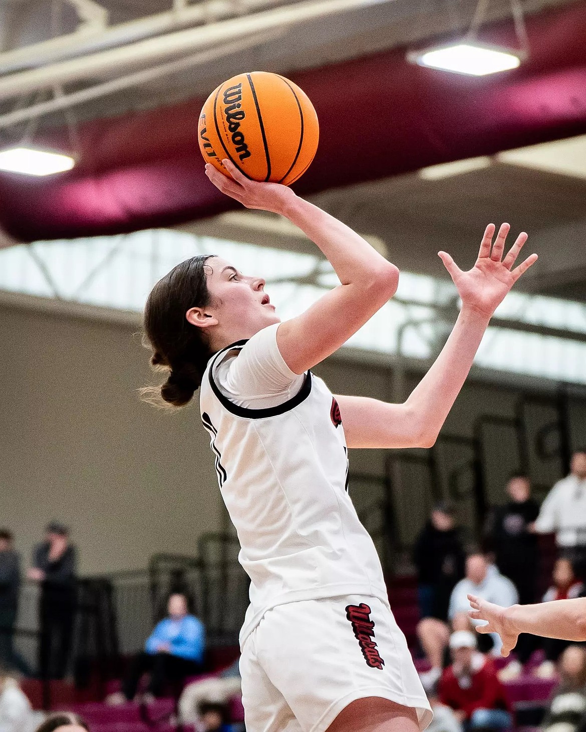 CWU junior Fiona Snashall gets ready to put up two points during the last home game of the regular season.