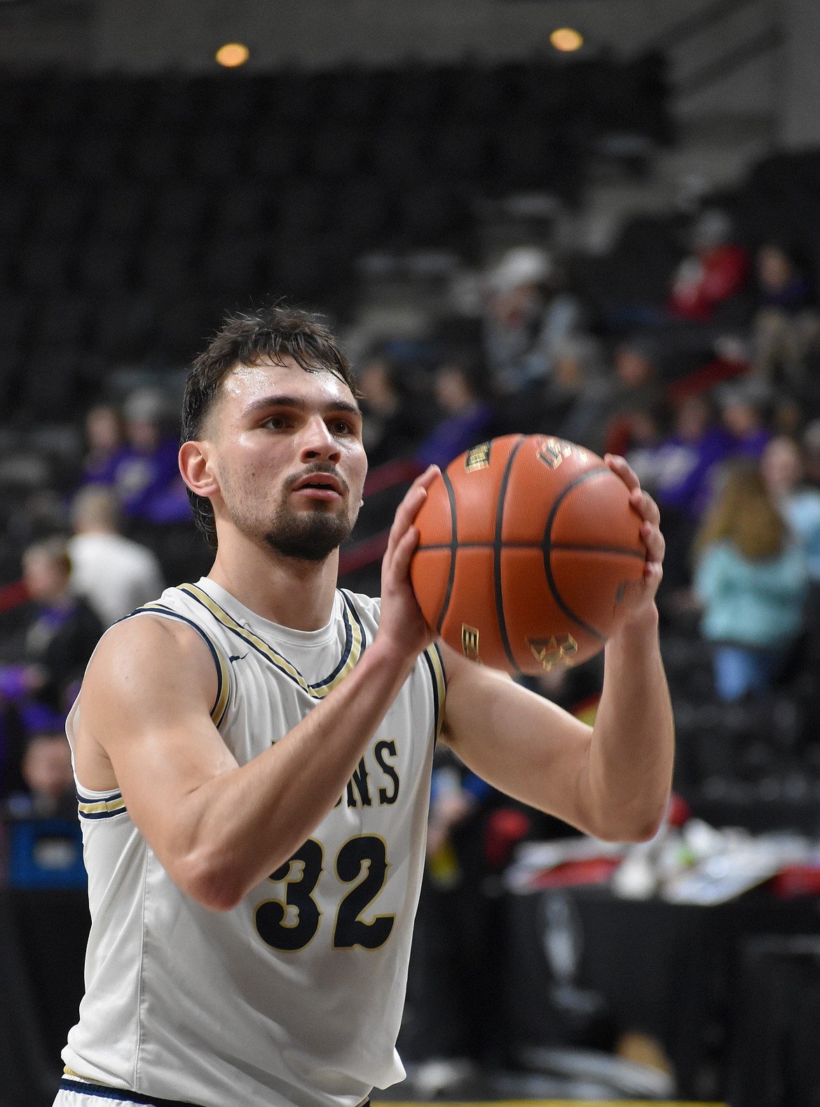 Dennis Gulenko, a senior for the Lions takes a free throw shot during Saturday’s matchup against Liberty Christian in the final round of state.