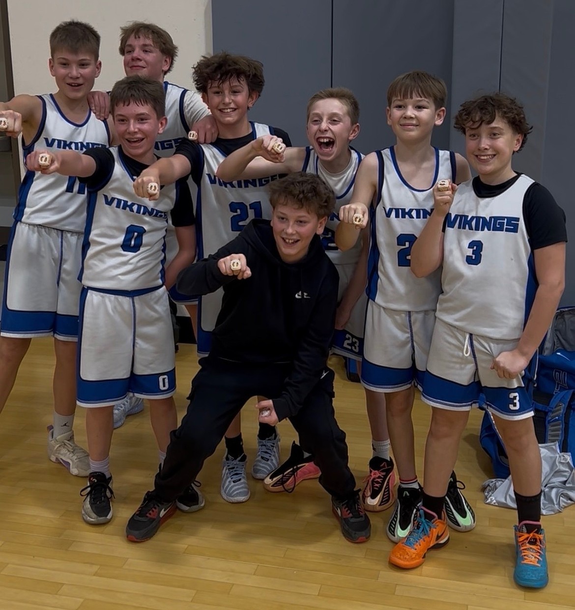 Courtesy photo
The sixth grade Coeur d’Alene Jr. Vikings capped their AAU season by going undefeated this past weekend in the Missoula Championships Tournament. From left are Asher Nipp, Caden Bennett, Deklan Clizer, Sullivan O’Dowd, Brody Brennon, Kingston Stockwell, Hudson Whiteman and Hudson Herbert.