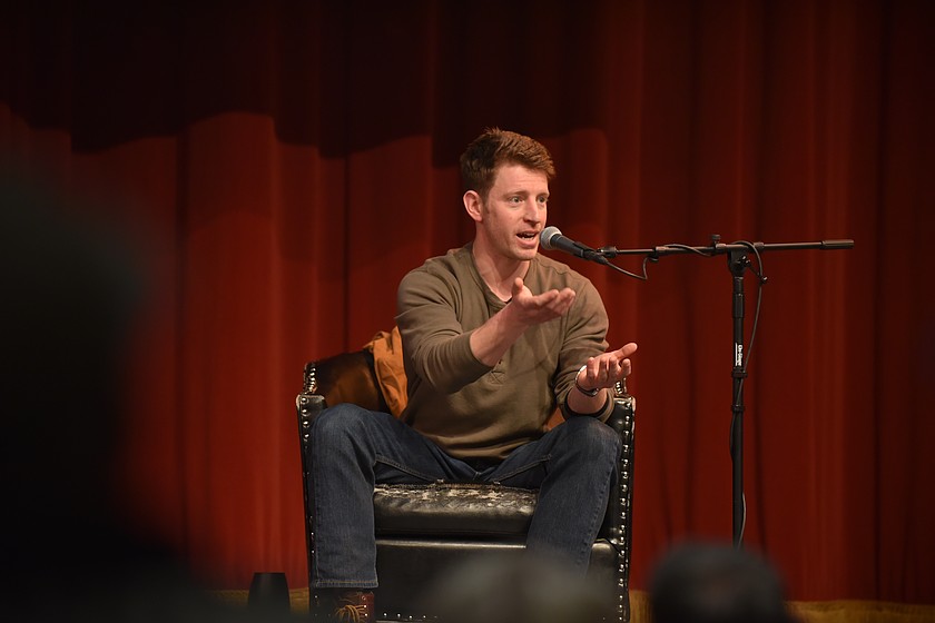 Sam Forstag speaks during a forum for Democratic candidates in Whitefish on March 9. (Hailey Smalley/Daily Inter Lake)