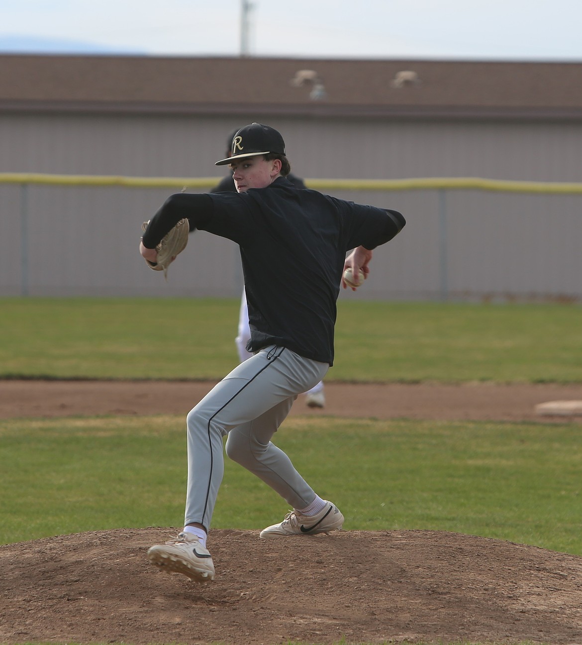 Karson Thompson practices his pitching at the Royal Knights practice ahead of their 2026 season.