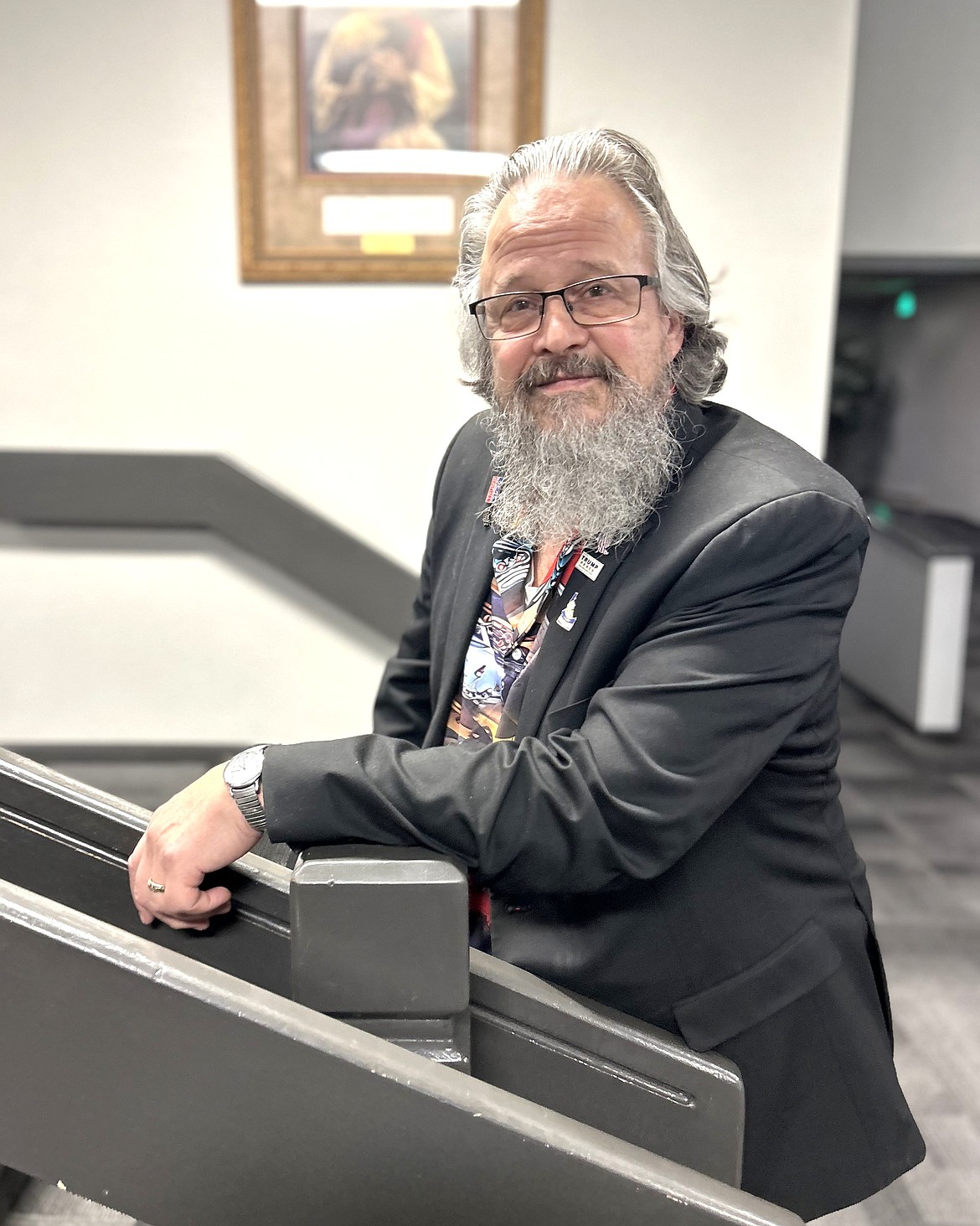 Pastor Tim Remington stands on the stairway at The Altar Church in Coeur d'Alene on Tuesday.