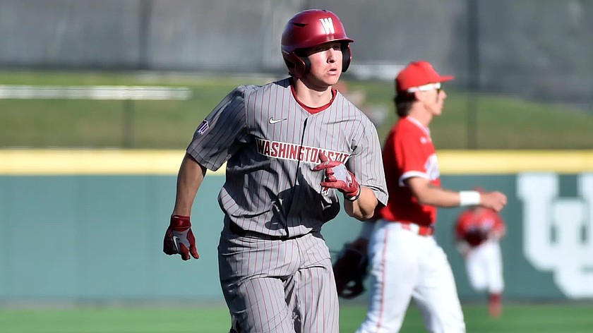 The Cougars’ Alexandre Giguere jogs across the field during their game against Utah Tuesday afternoon. Giguere's single in the fifth extended his on-base streak to seven games.