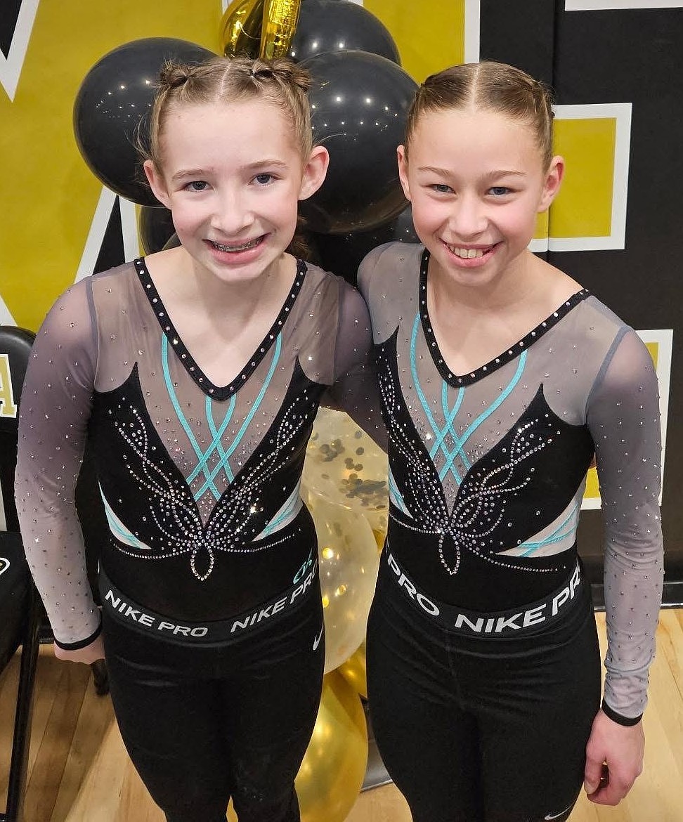 Courtesy photo
Technique Gymnastics older level 6s at the Idaho Devo State Championship in Kuna. From left: Keira Williams was 4th on beam with a 9.25, Katelynn Montandon was 7th on bars, and 6th on beam with a score of 9.225.