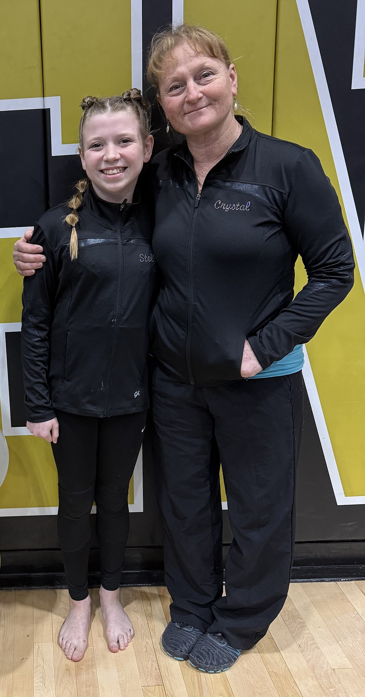 Courtesy photo
Technique Gymnastics' younger level 6, Stella Casey, is with her coach, Crystal Tonto at the Idaho Devo State Championship in Kuna. Stella was the Silver Medalist on bars with a score of 9.2, she was 4th on floor 9.375, and 6th All-Around 36.575. B Lorion (not pictured) also qualified for State but was unable to participate due to injury. B had her highest score earlier this season on balance beam with a 9.7.