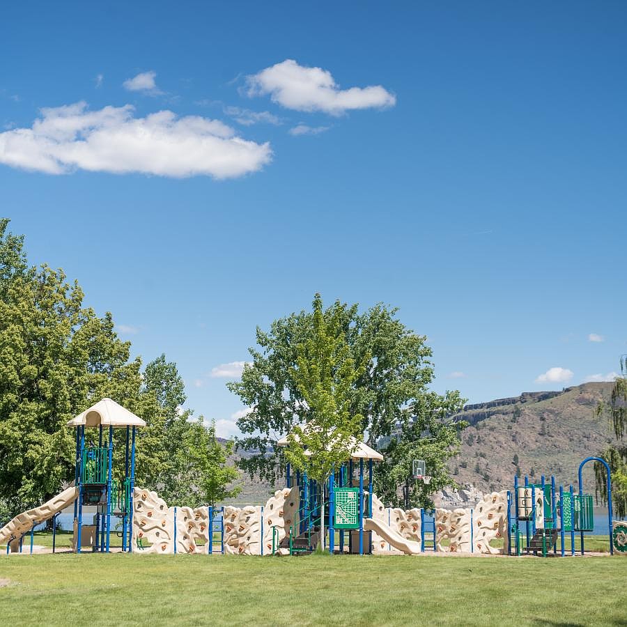 The campsites at the state park include playground equipment for young people to enjoy.