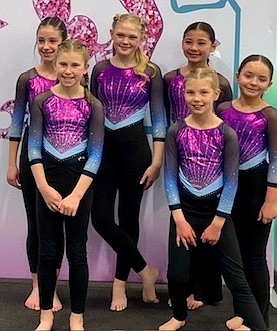 Courtesy photo 
GEMS Athletic Center Silver Team placed 5th overall out of 22 teams at the Idaho State Xcel Gymnastics meet on March 27-29 in Pocatello. In the front row from left are Gwyneth Ragan, Olivia Butcher and Arianna Dockins; and back row from left, Mikayla Richardson, Kinsley Spurway and Layla Randolph.