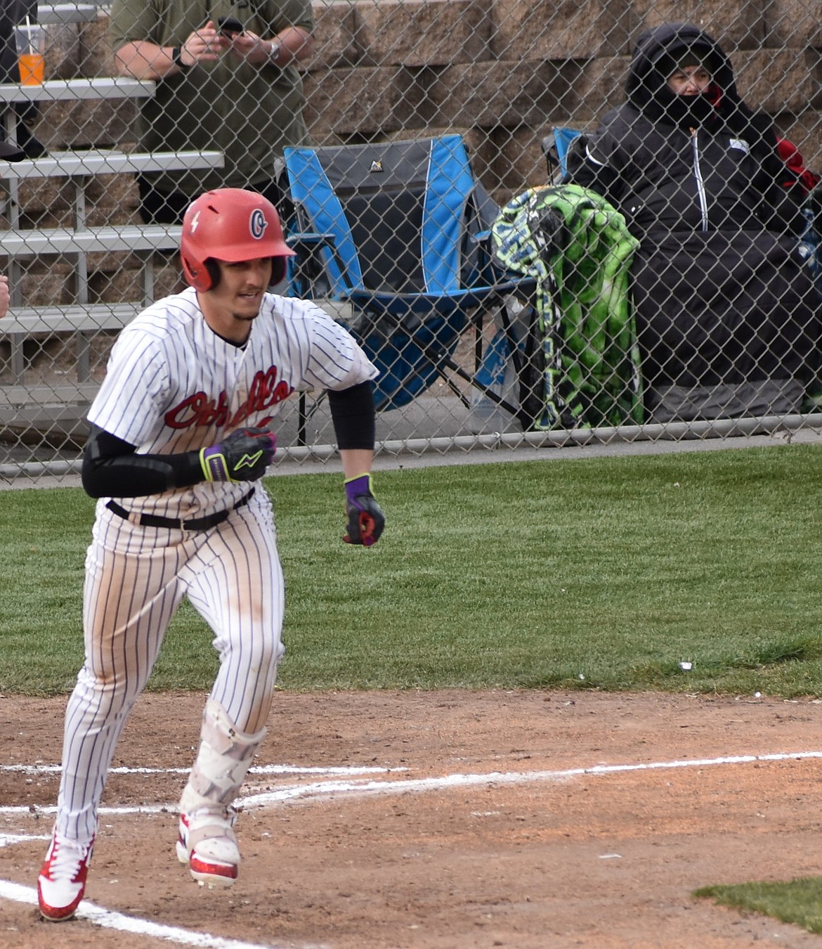 RJay Garza from Othello takes off toward first base after making a hit during Tuesday’s matchup against Prosser.