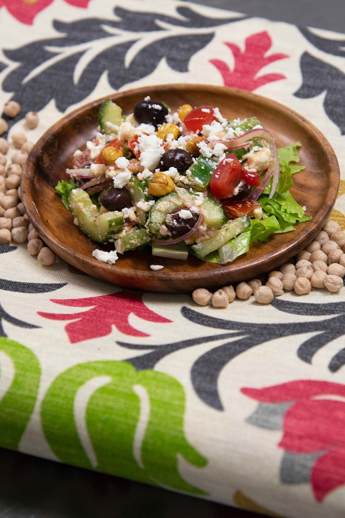 The Greek salad is a bold and refreshing salad with fresh veggies, chickpeas and feta. (Courtesy photo)