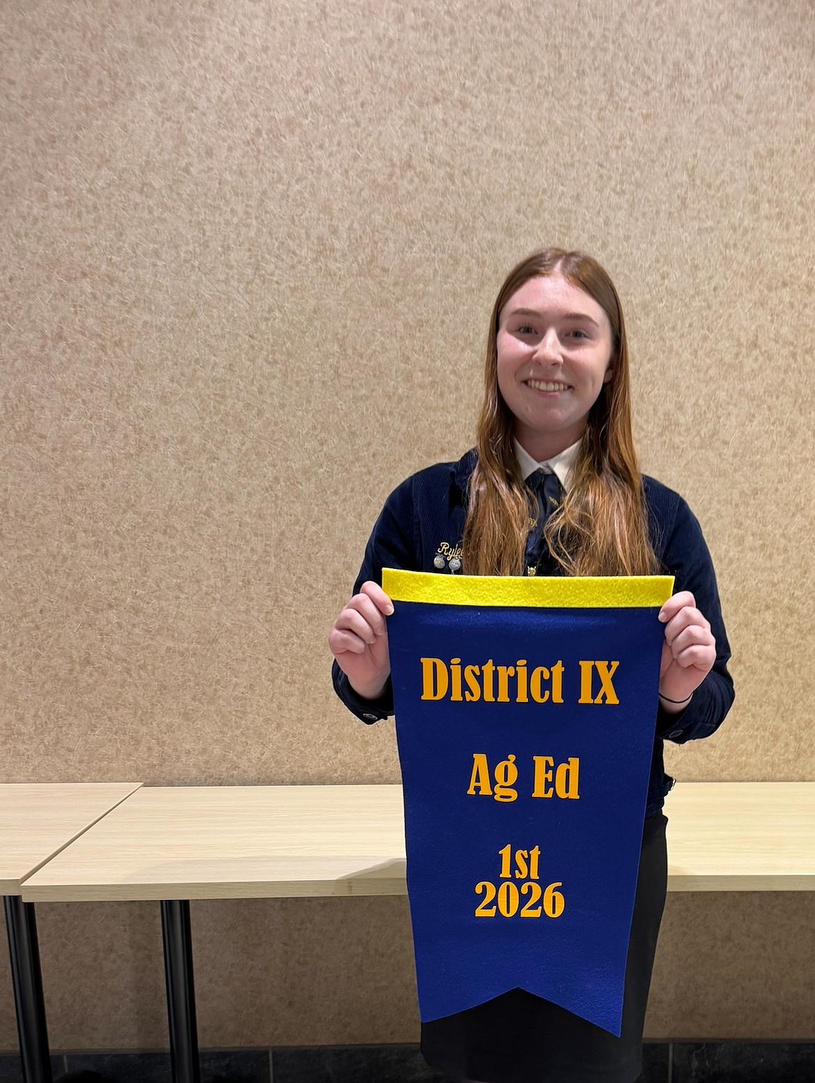 Senior Rylee Holt won first place in district competitions for Agriculture Education. She will be competing at the Future Farmers of America state convention with her presentation on assets and liabilities.