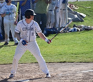 Kameron Jensen from the Cougars steps up to bat during Thursday’s game against Lake Roosevelt.
