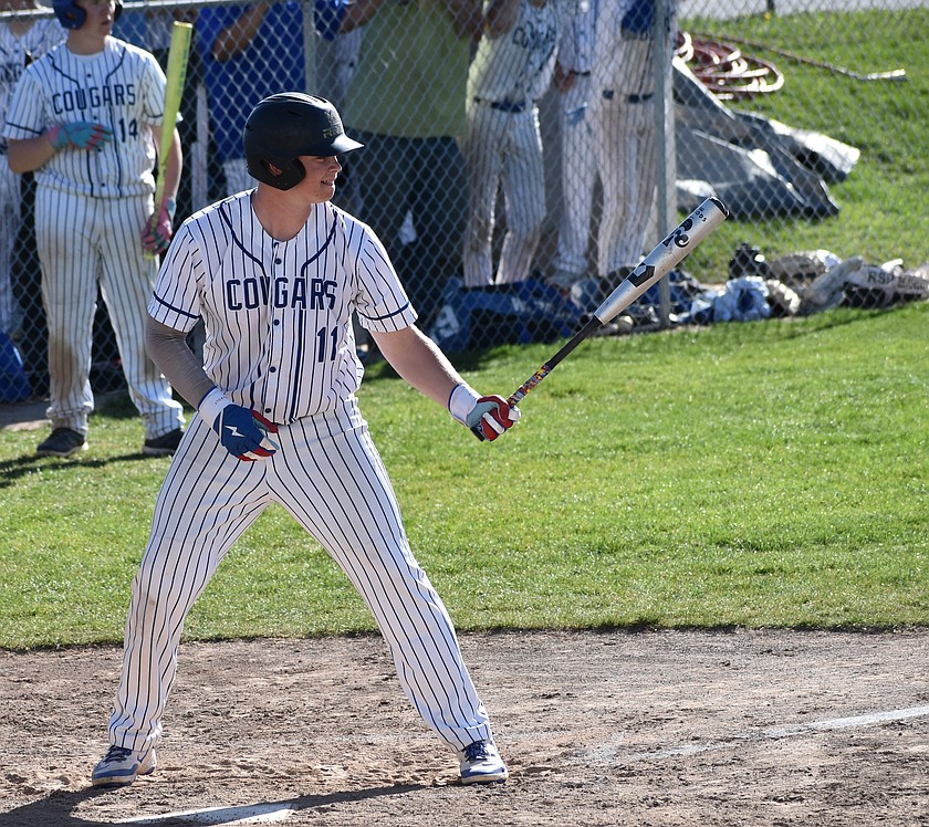 Kameron Jensen from the Cougars steps up to bat during Thursday’s game against Lake Roosevelt.