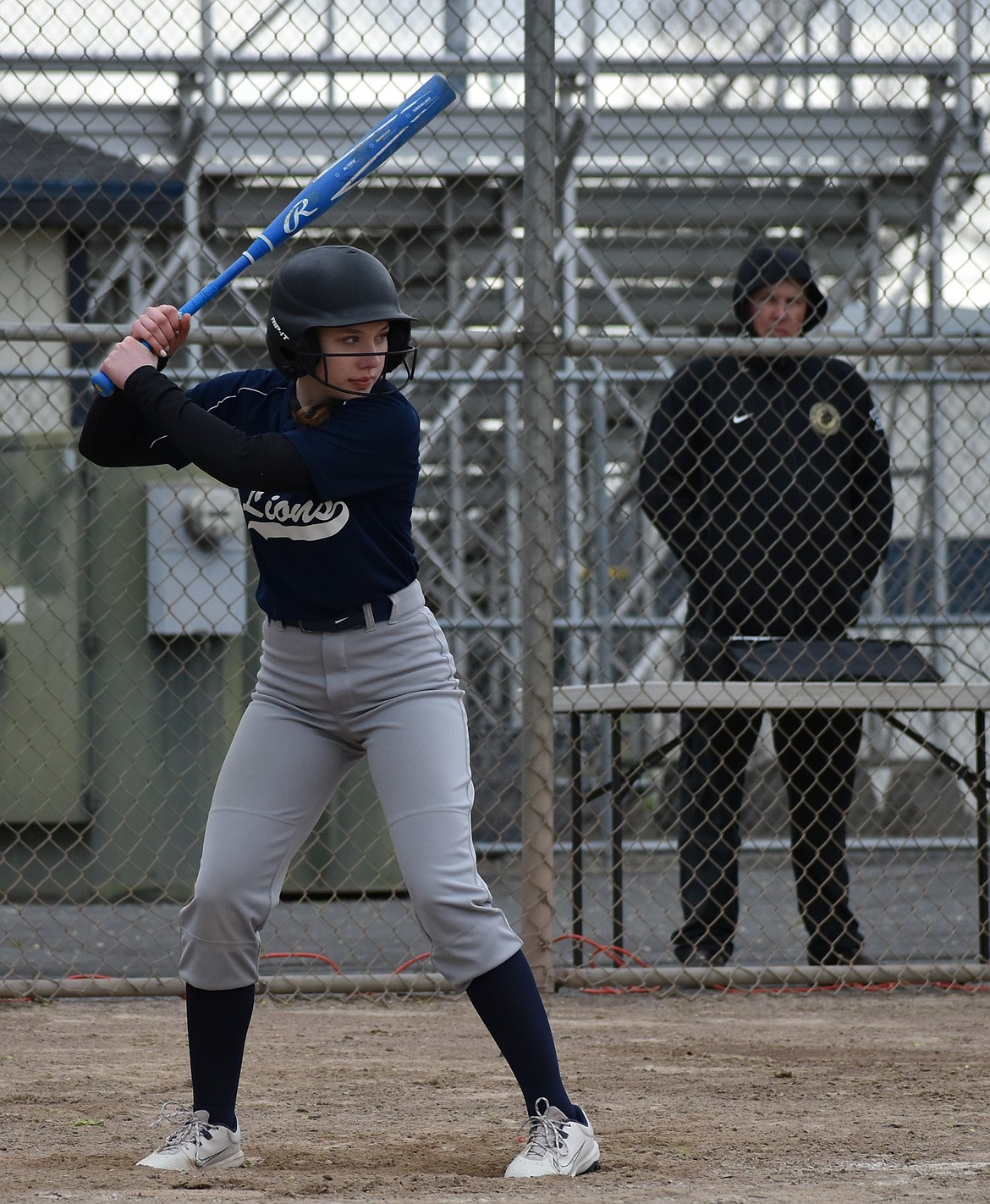 Liana Spike from the Lions steps up to bat against Waterville-Mansfield during Tuesday afternoon’s doubleheader.