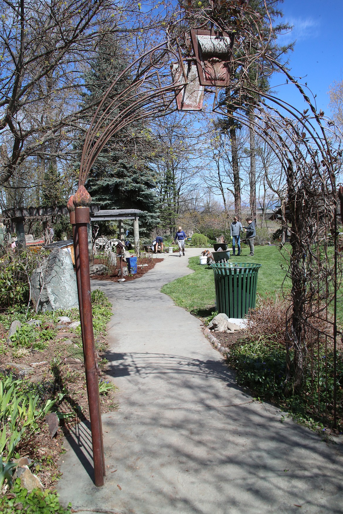 Volunteers work in the Healing Garden.