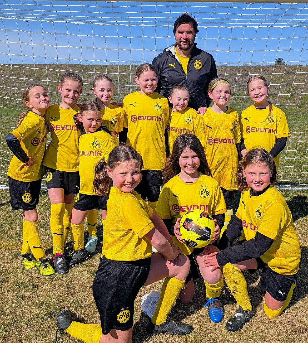 Courtesy photo
The BVBIA Idaho 2016 Girls (U10) soccer team won 5-1 against the Spokane Shadow G2016 at MODE Stadium on Saturday. In the front row from left are Elise Bozinov, Aliyah Brasseur and Eva Bozinov; second row from left, Abrielle DeBerard, Maddison Morrett, Vivien Bozinov, London Tierney, Elizabeth Richardson, Skylar Tierney, Charlotte Langer and Sage Severinsen; and rear, coach Ross Kuhn.
