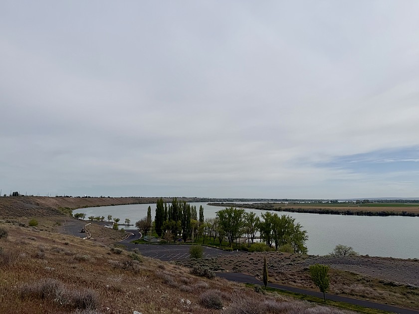 Clouds fill the sky over Moses Lake on a spring day.