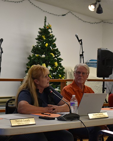 At the April 15 regularly scheduled Soap Lake City Council meeting, Council Member Susan Carson said the allegations of her owing money for her concession stand lease are not true. Council Member John Carlson sits to her right.