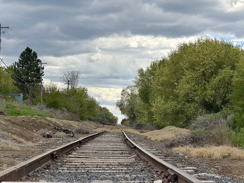 Train tracks disappear in the distance near Neppel Landing.
