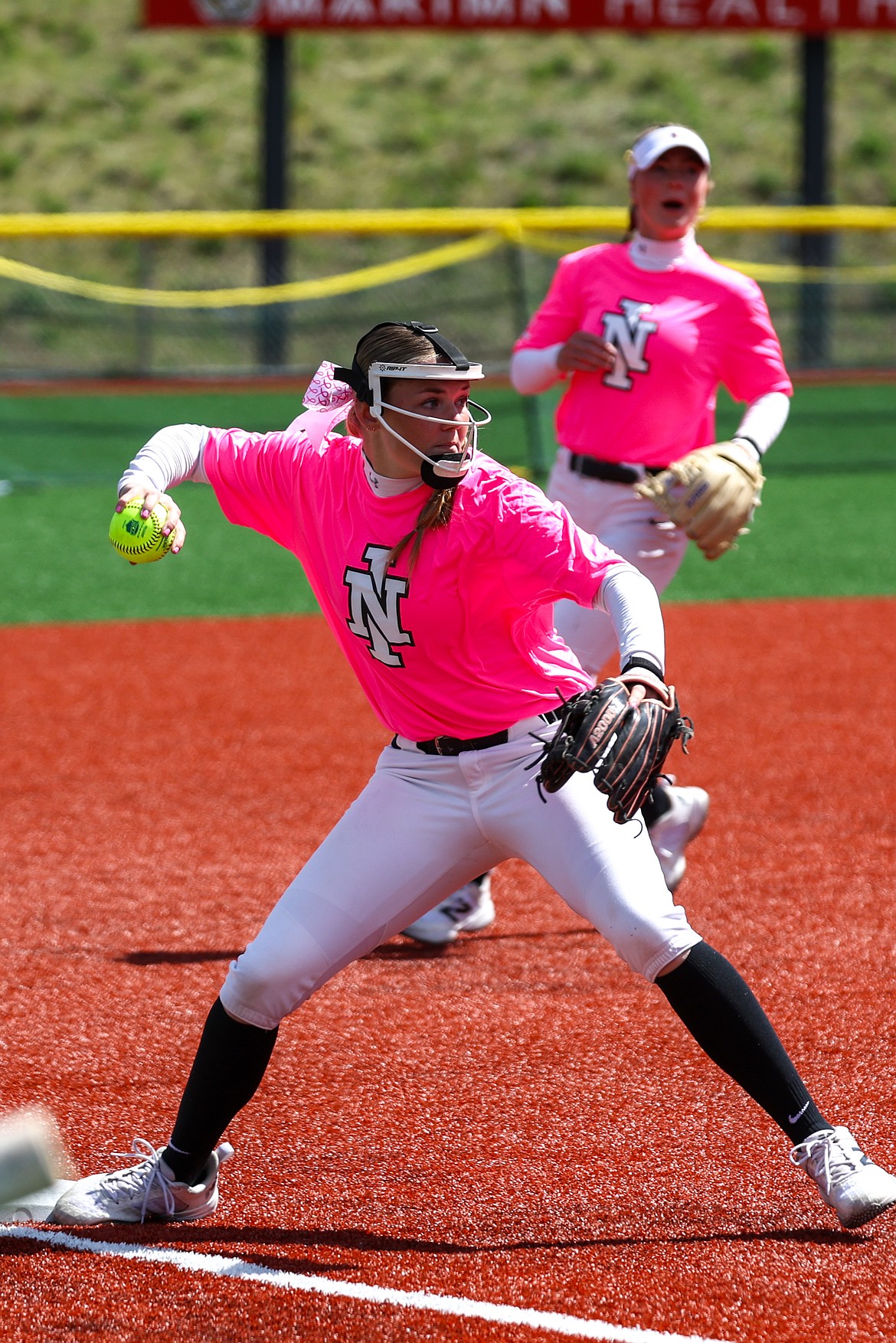 KYLE DISHAW PHOTOGRAPHY
North Idaho College freshman third baseman Maya Parry fields the ball and prepares to throw to first base during the first game of a Scenic West Athletic Conference doubleheader at Utah State-Eastern at the Marimn Health Coeur Center in Worley on Friday.