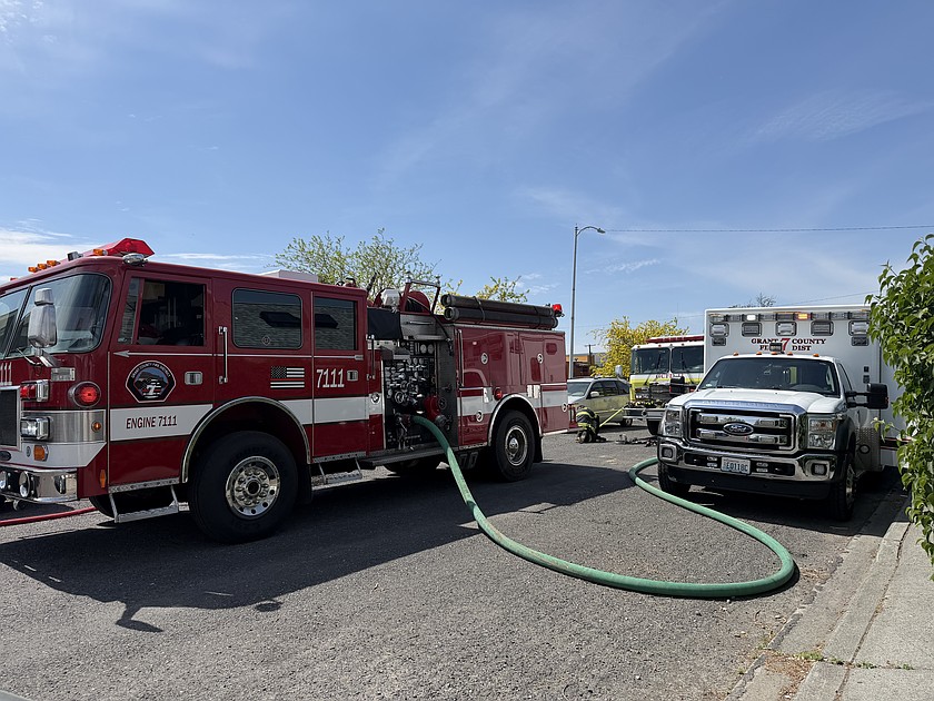 Firefighters from four Grant County agencies were on the scene of a fire at a residence on First Avenue Northeast in Soap Lake Saturday.