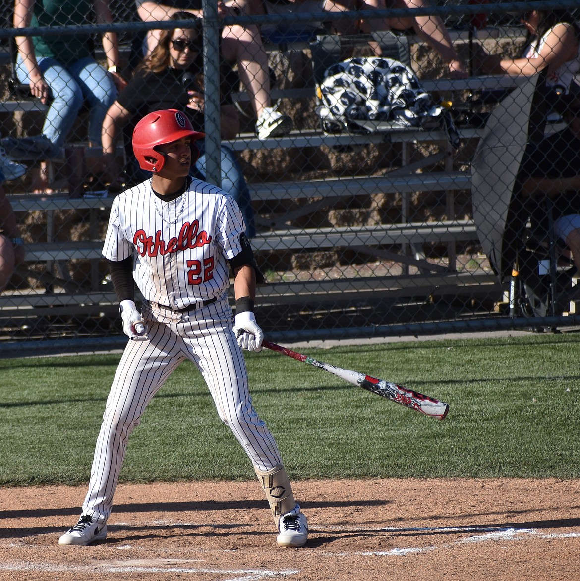 Aaden Montes from the Huskies steps up to the plate ready to bat against Selah in the district tournament.