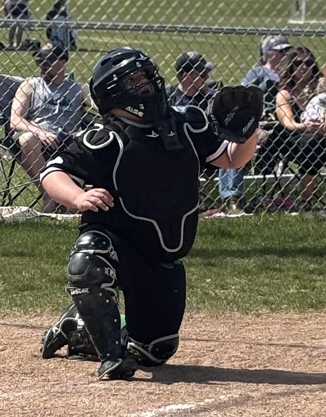 Courtesy photo
Peighton Brust is starting catcher for the Silver Valley Gemstones softball team. Last Saturday she scored the first run in Game 1 against Timberlake, and assisted with four outs in Game 1. In Game 2 against Timberlake she had three base hits and finished the day strong catching seven innings combined.