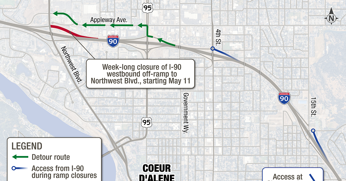 I-90 ramp closures, detours underway | Coeur d'Alene Press