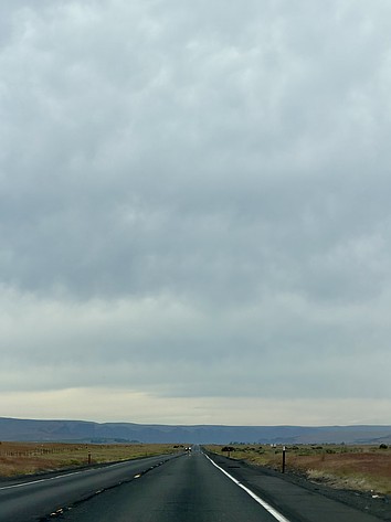 Clouds fill the sky on the road to Soap Lake Wednesday.