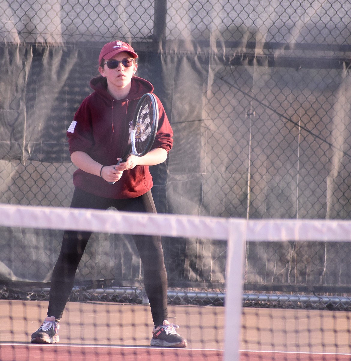 River Spees from MLHS prepares for her opponent’s serve in a home match earlier in the season. Spees is playing in girls singles for the district tournament.