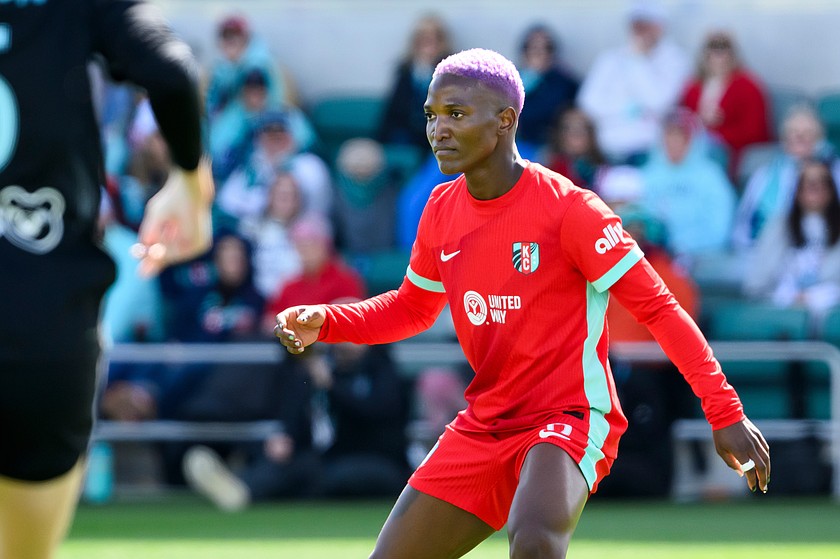 FILE - Kansas City Current forward Temwa Chawinga in action against Gotham FC during an NWSL soccer match, Saturday, April 4, 2026, in Kansas City, Mo.