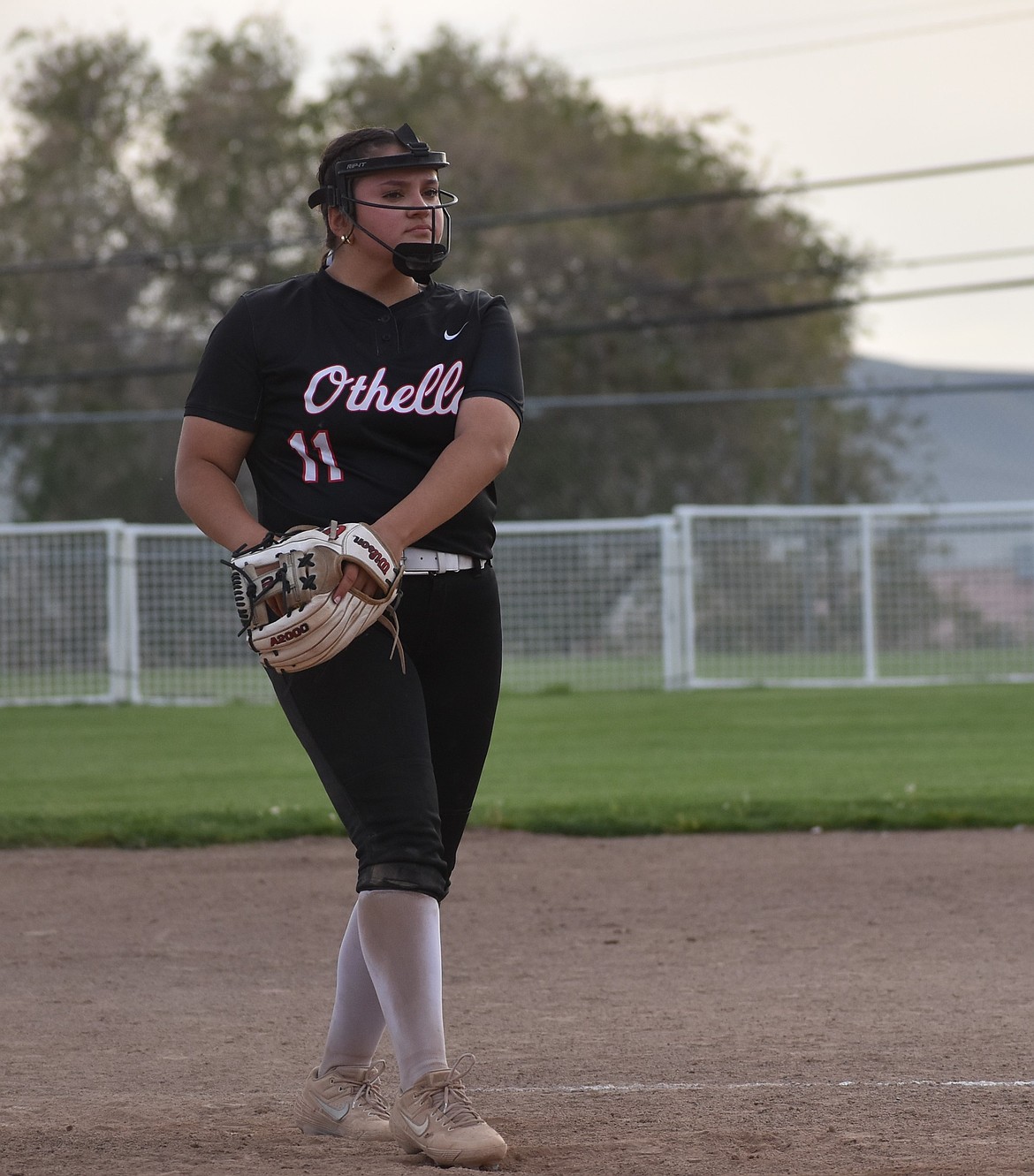 Alexa Prochet, a junior for Othello, prepares to make a pitch in a previous home game.