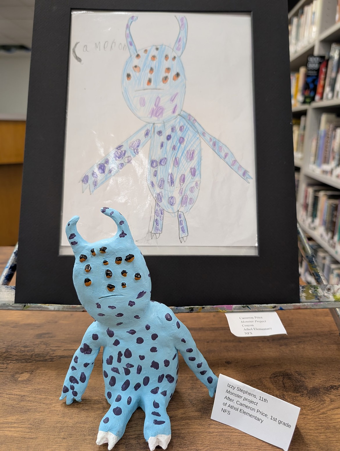 Sculpture by Timberlake junior Izzy Stephens, inspired by Athol first grader Cameron Price.