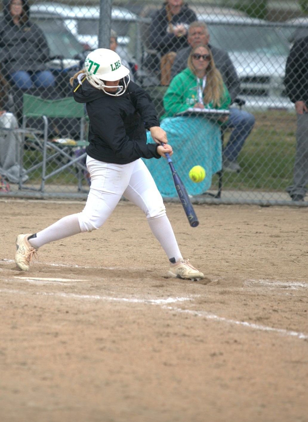 JASON ELLIOTT/Press
Lakeland senior Kiersten Drake swings at a pitch during Friday's loser-out game against Burley in the state 5A softball tournament at Post Falls High.