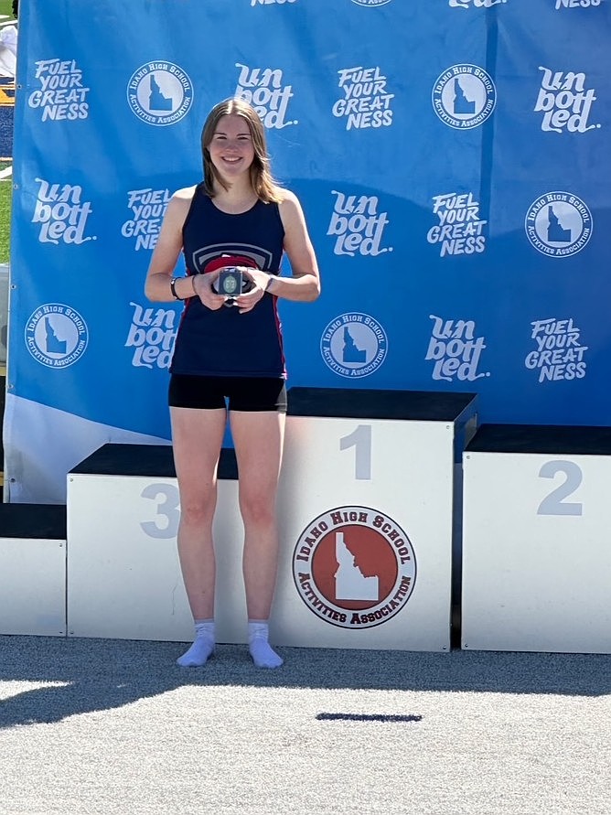 Courtesy photo
Coeur d'Alene Charter senior Helen Oyler won the state 4A girls championship in the 3,200-meter run on Friday at Middleton High. The meet concludes today.