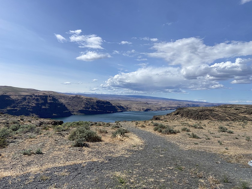 The Columbia River flows between the cliffs near Quincy.