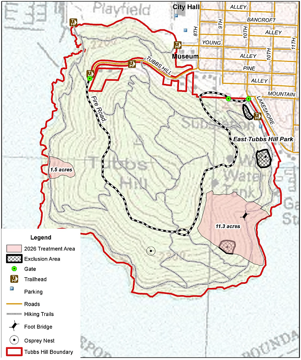 Some trails on Tubbs Hill will be closed beginning Monday for wildlife prevention work. Image courtesy of the city of Coeur d'Alene.
