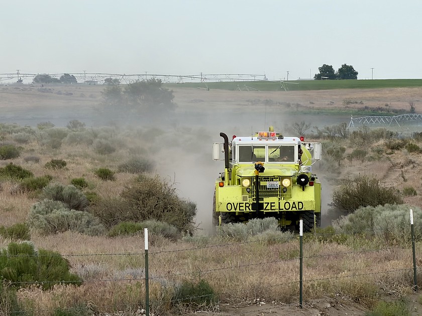 A fire on Road C NE is being contained by Grant County Fire District 5 at 6:30 p.m. Sunday. It burnt around 25-30 acres.