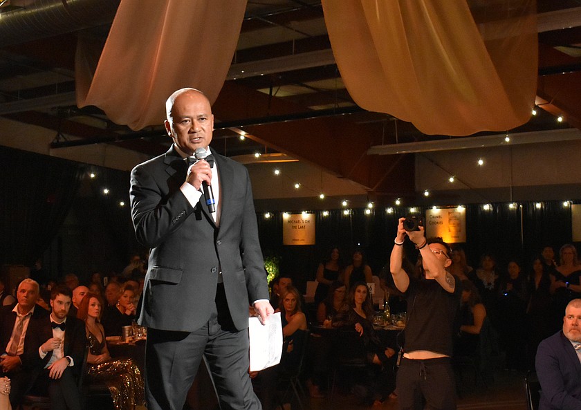 New Samaritan Chief Executive Officer Alex Town speaks at the Bourbon and Bowties fundraiser on April 24. Town took over as CEO May 22.