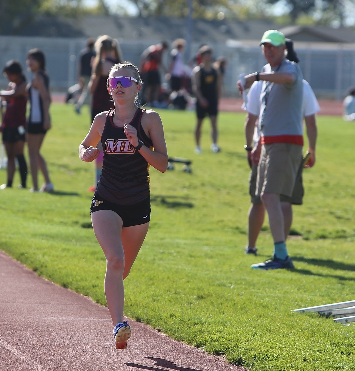 Natalie Vehrs from MLHS participates in a sprinting event earlier in the season.
