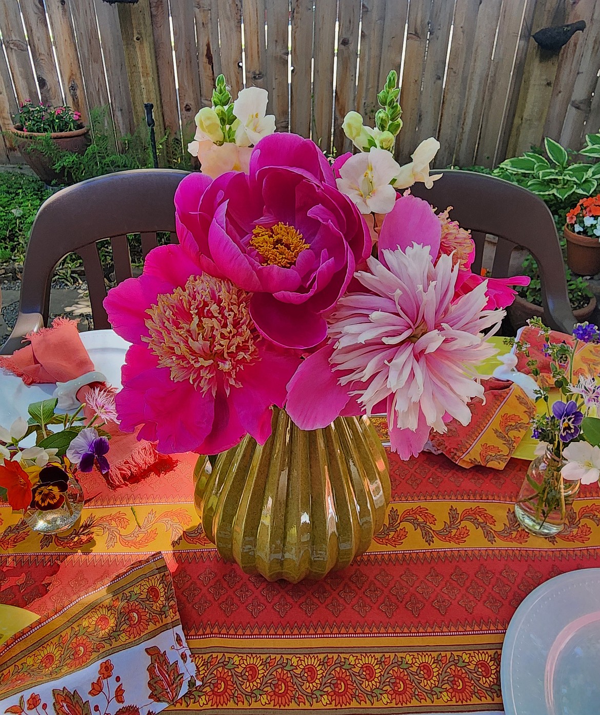 I have a very difficult time cutting my own peony flowers, but for my birthday, I made an exception!