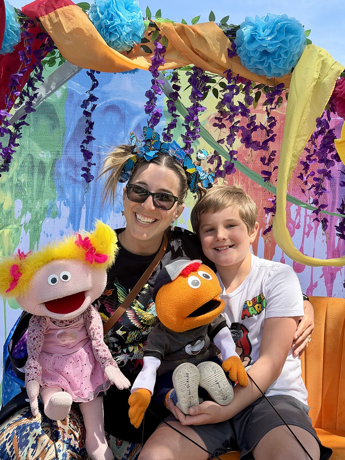 Katie and Jack Viskar brought their puppets to East Beach Saturday.