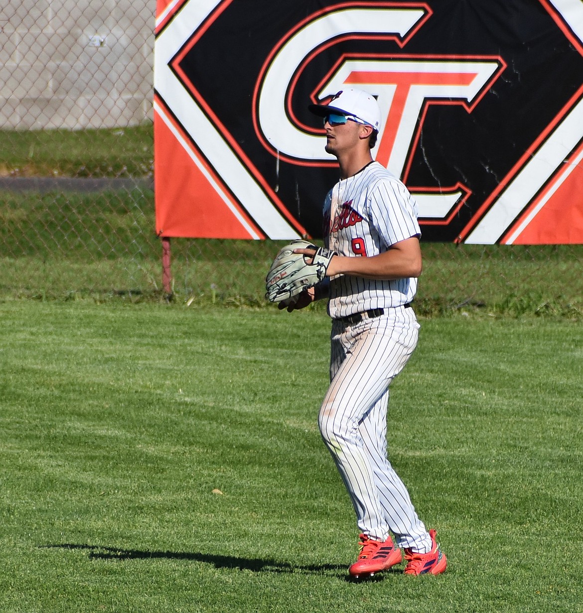 Othello’s RJ Garza makes a catch in the outfield in a home matchup this season.
