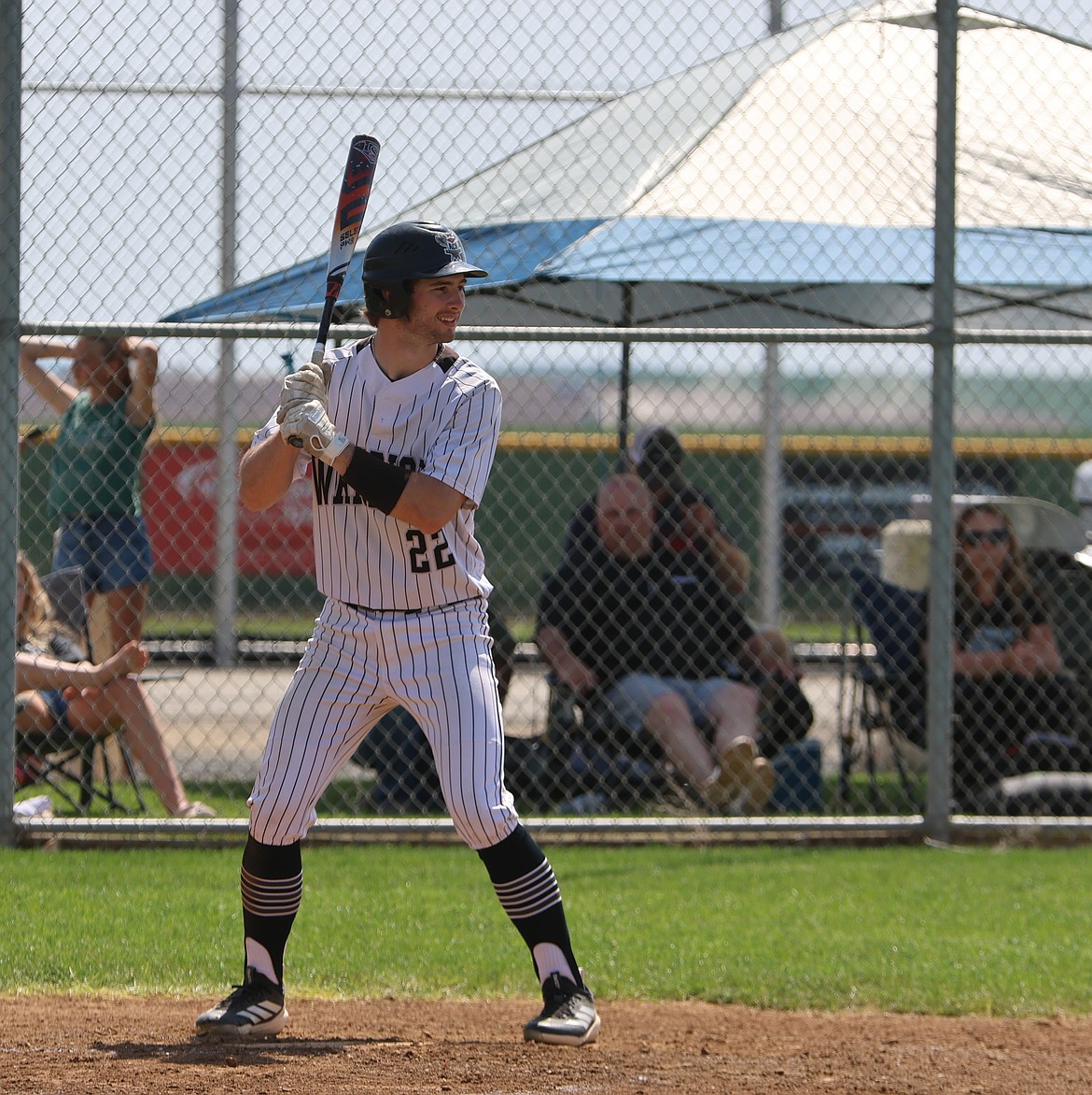 Max Grindy, a junior from the Warriors, steps up to the plate in a later-season game against Odessa.