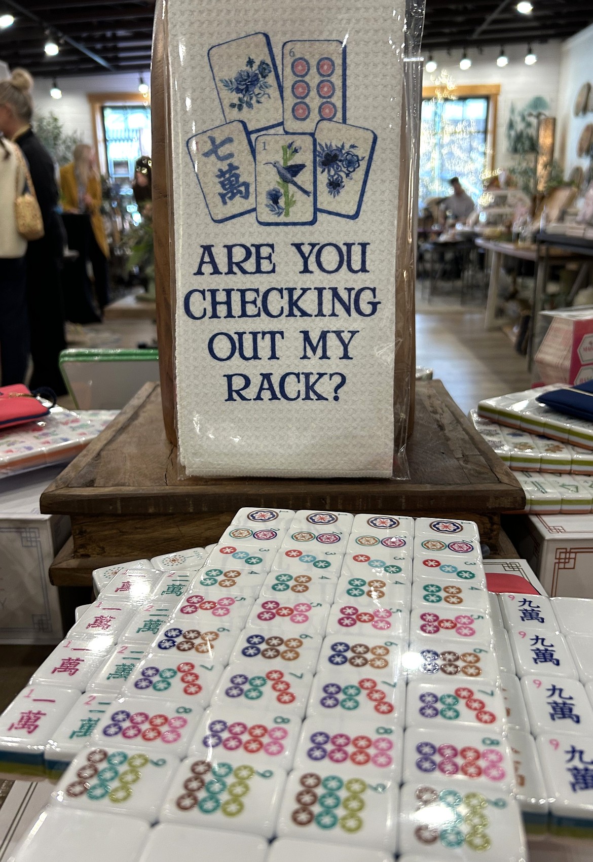Mahjong materials are displayed at Mix It Up Home.