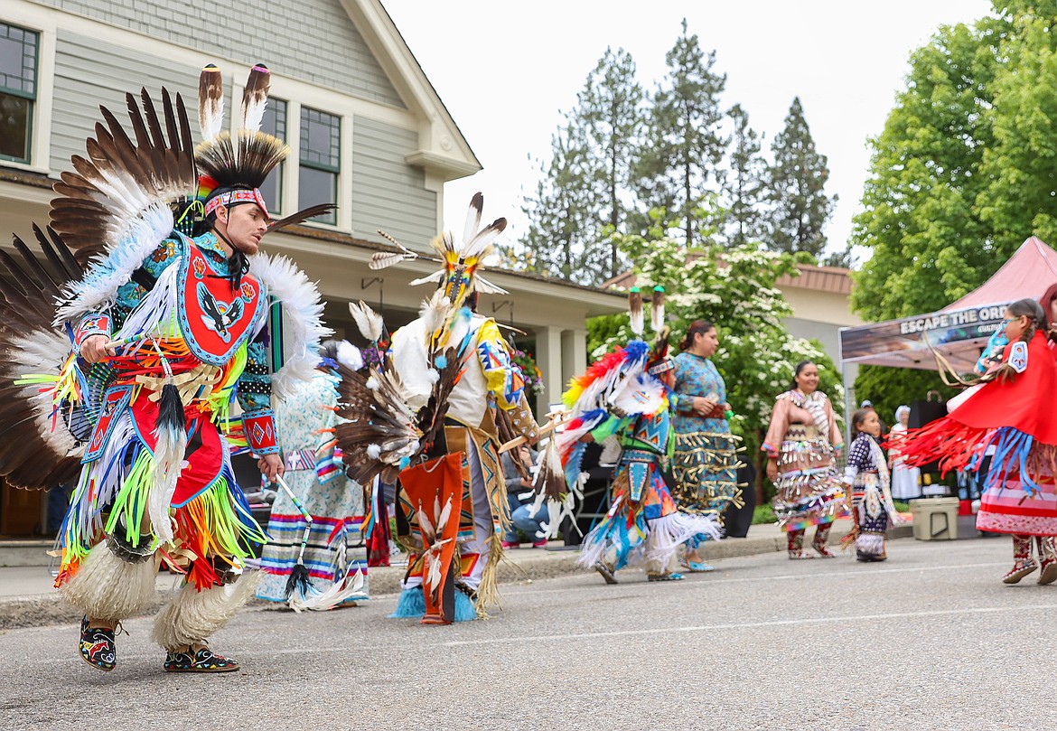 Dancing is a way for Coeur d'Alene Tribal members to share an uplifting prayer for the community, Yvette Matt said. Tribal dancers took part in The Early Years Historical Food Festival in Post Falls on May 30.