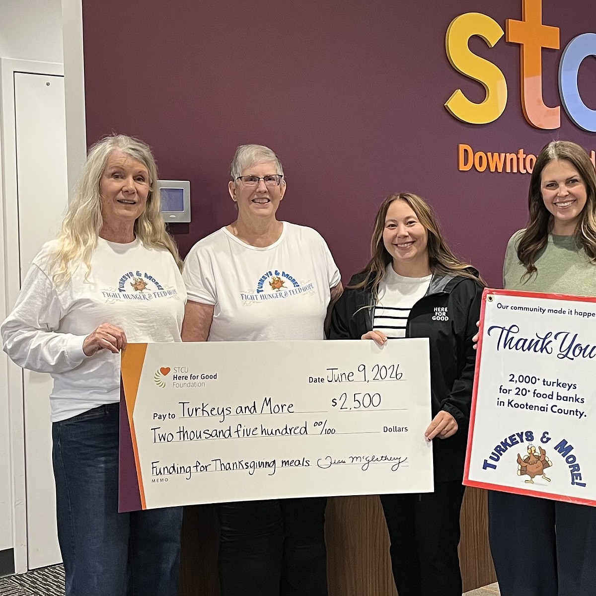 Stand alone: STCU donates to Turkeys & More