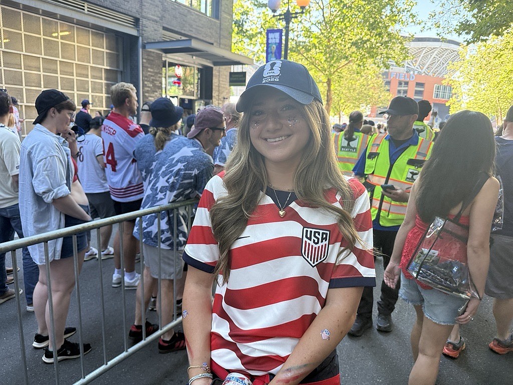 Mia Rondeau, a high school soccer player from Scottsdale, Ariz., is ready to attend the U.S. vs. Australia World Cup game in Seattle.