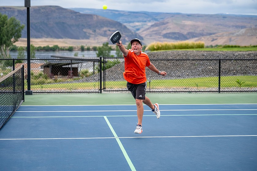 One of the tournament participants from last year chases after the ball to hit it back over the net. Teams will be competing for the “Chuck Cup” this year.